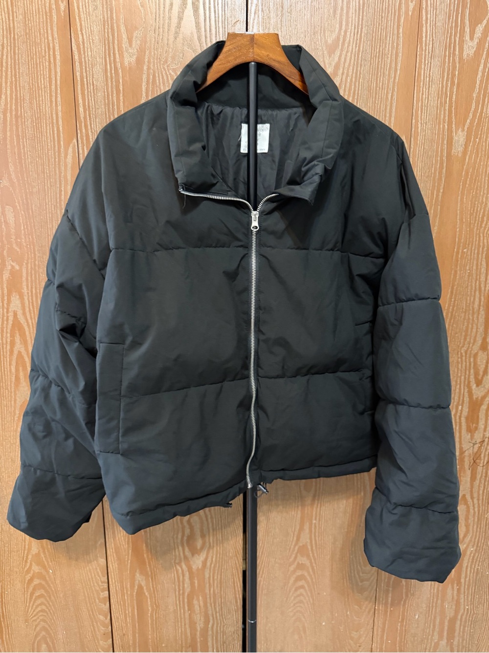 Altar'd State Black Boxy Puffer Jacket full zip cropped jacket high collar
